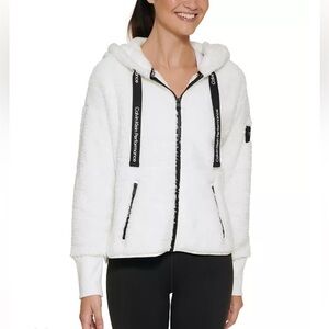 Calvin Klein Performance White Sherpa Zip Hoodie Jacket